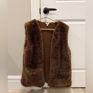 Aerie Chocolate Brown Faux Fur Vest